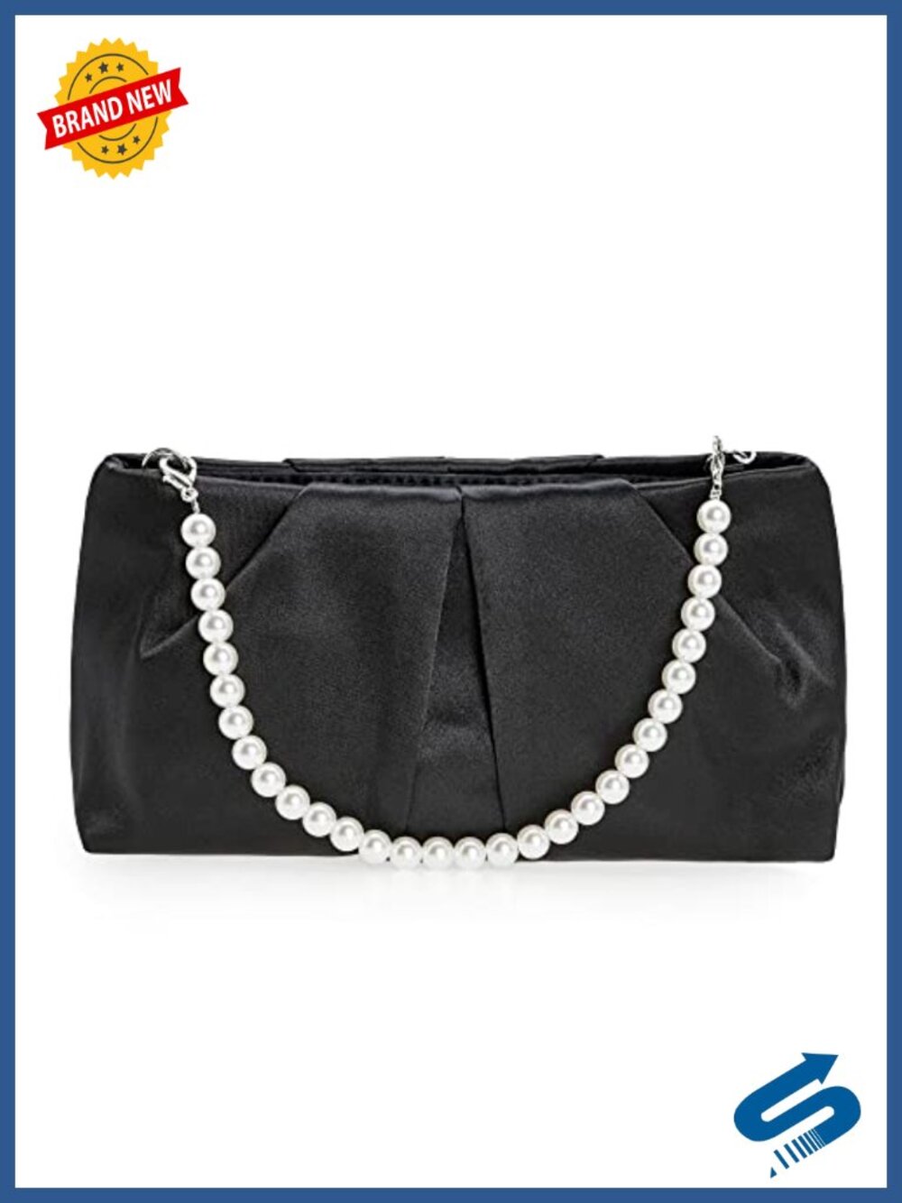 Elegant Satin Pleated Evening Clutch Bag Removable Chain Strap Party